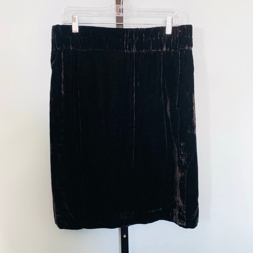NWT J. Crew Black Luxe Velvet Pull-On Skirt Size Large - Picture 2 of 6